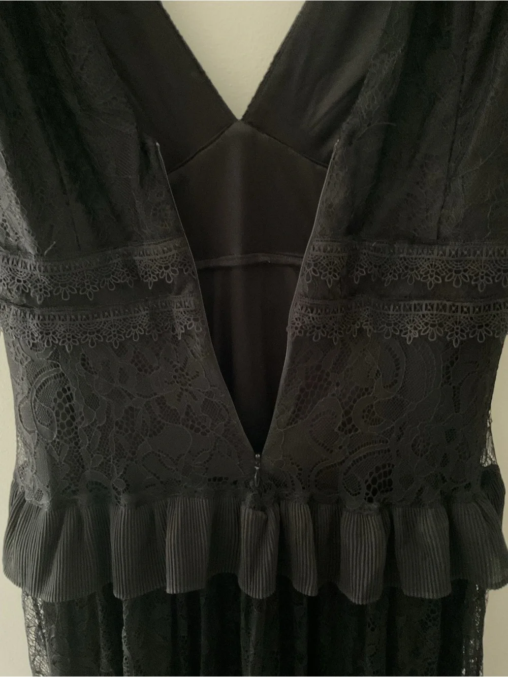 Lulus Marvelous Darling Black Crochet Lace Ruffled Tiered V-Neck Maxi Dress - Picture 11 of 16